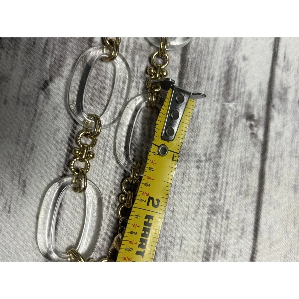 Talbots Clear Gold Lucite Chain Necklace Long Women's Classic Coastal